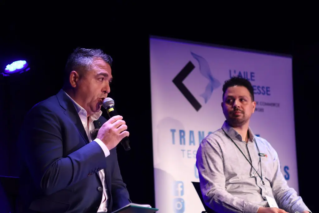 Jason Groleau, député fédéral de Beauce et propriétaire des IGA Groleau, ainsi que Vincent Futol, directeur du Service et analyste TI chez Solutions GA